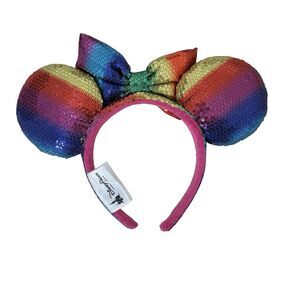Disney Mickey Minnie Mouse Ears Rainbow Pride Sequin Headband Parks